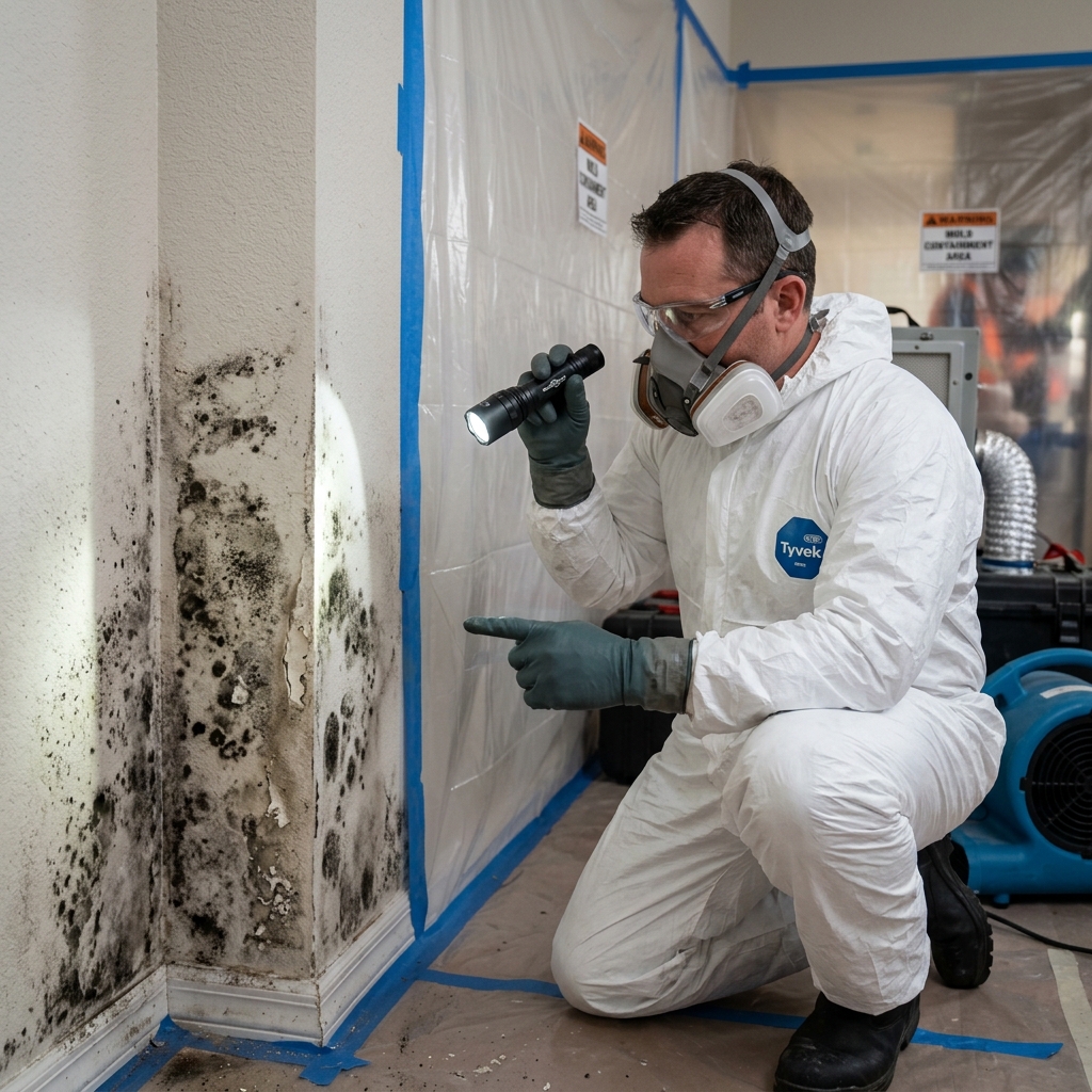 IICRC-certified technician performing mold remediation in Wilmington
